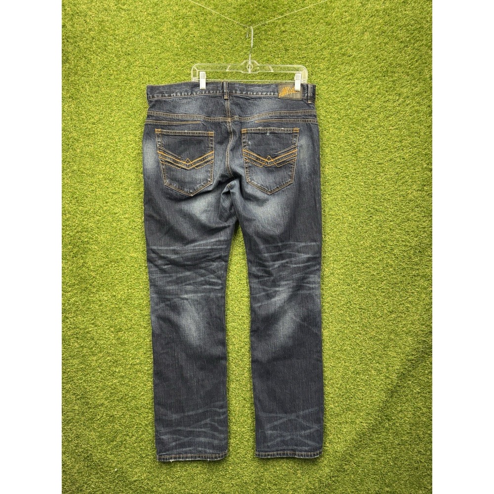Affliction Ace Jeans Mens 38 Blue Dark Wash Straight Leg Distressed Denim